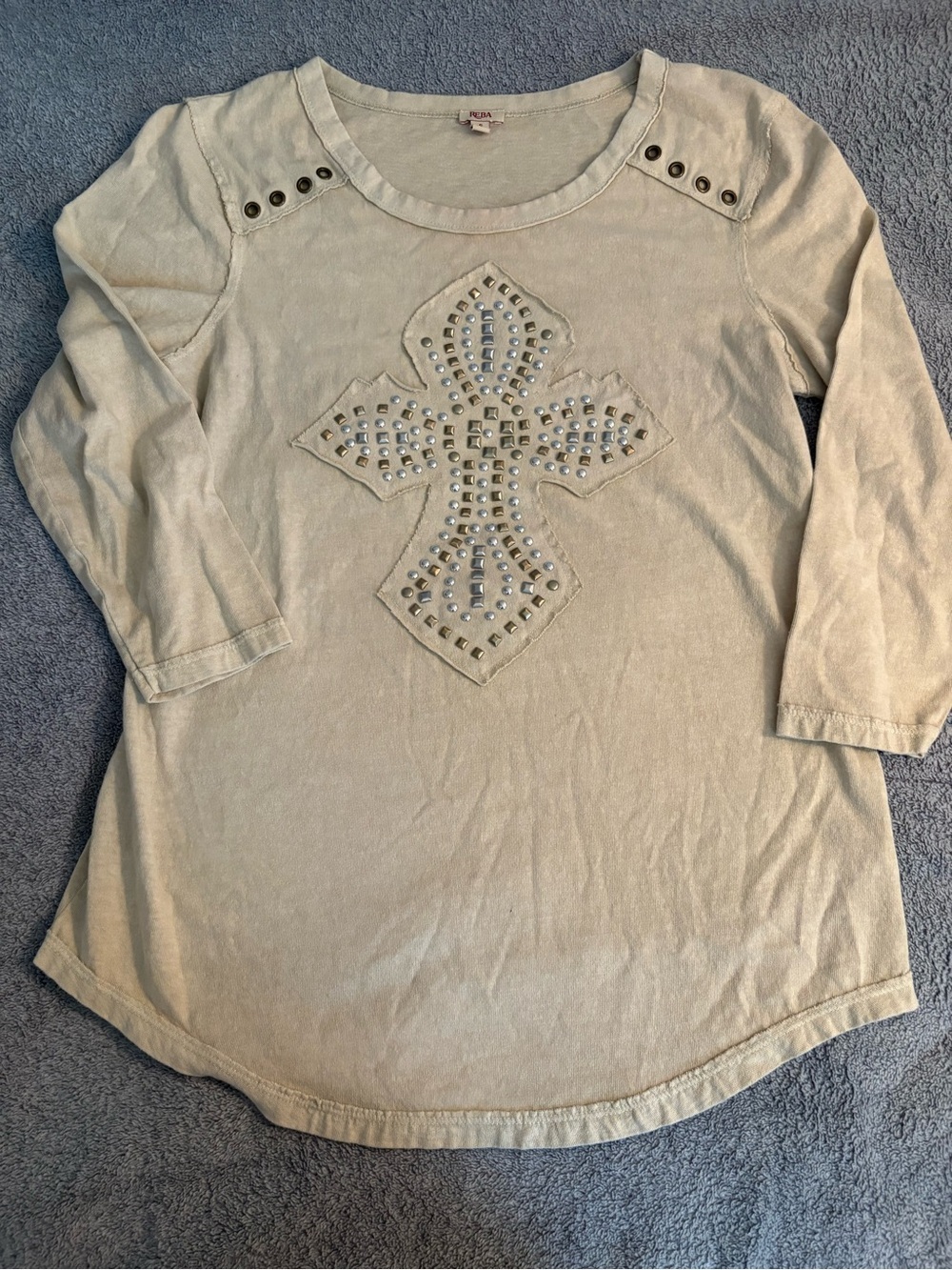 Reba Beaded Cross Top Detail Small Cream